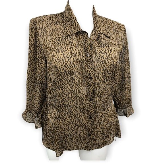 Studio I animal print 20 W button blouse - Picture 1 of 4